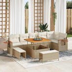 vidaXL Tuinbank Set met kussen 9 pcs Beige en Crème, Verzenden, Nieuw