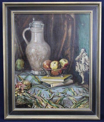 Percy Parlo (1890-1967) - Stillleben mit Krug, Büchern und