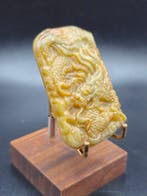 Oud Serpentine Groep Draak Amulet - Hoogte: 60.66 mm -