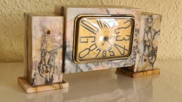 Vintage Art Deco French DEP Mantel Clock 1930s Marble Case