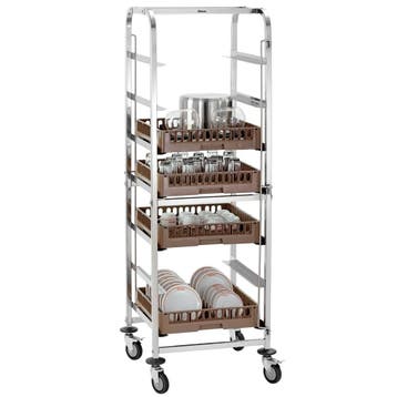 Vaatwaskorvenwagen | RVS | 7 Etages (500x500) | Wielen, Verzenden