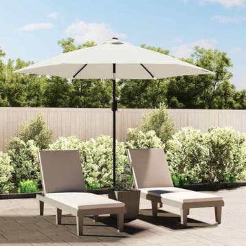 vidaXL Zweefparasol met LED 3 m zandwit, Verzenden, Nieuw