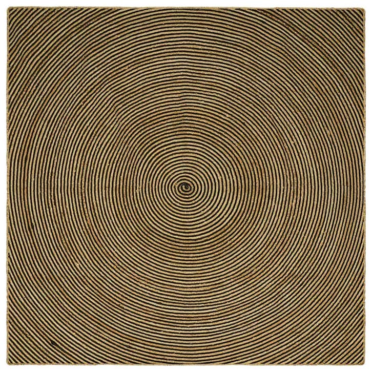 vidaXL Tapijt Natuurlijk en zwart 200 x 200 cm Jute, Maison & Meubles, Ameublement | Tapis & Moquettes, Envoi