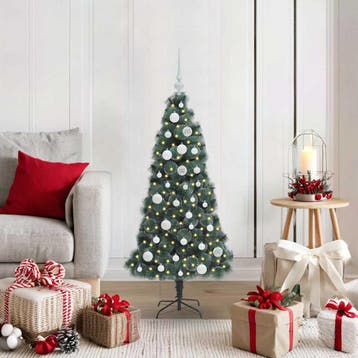 vidaXL Kunstmatige Voorverlichte Kerstboom met Ballen Set, Verzenden