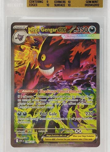 Pokémon Graded card Mega Gengar ex - 284/217 Illustration, Nieuw