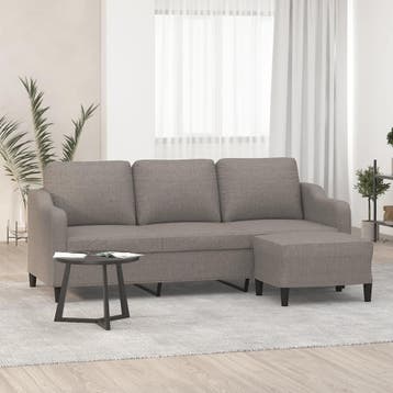 vidaXL Driezitsbank met voetenbank 180 cm stof taupe, Huis en Inrichting, Zetels | Zetels, Verzenden, Nieuw