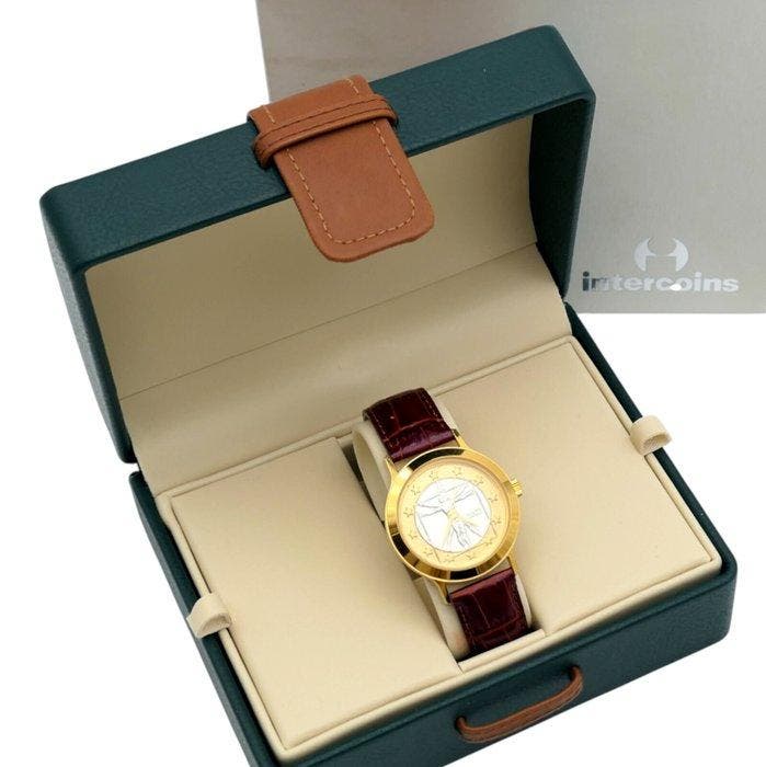 Intercoins - Modello 1 EURO con quadrante in Argento .925, Handtassen en Accessoires, Horloges | Heren
