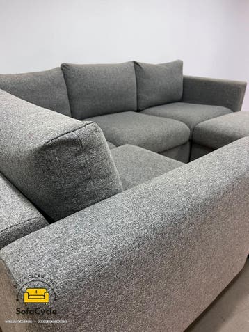 Donkergrijze IKEA VIMLE hoekzetel met poef – praktisch en fl, Huis en Inrichting, Verzenden, Nieuw