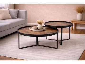 Veiling - Salontafel Hanna natural- Hout - Poot metaal zwart, Huis en Inrichting, Nieuw