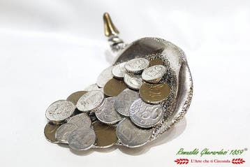 Valenti Argenti - sculptuur, Cornucopia con monete Laminato, Antiek en Kunst
