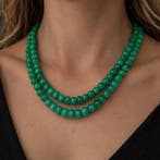 530,00 ct Smaragd Kraal Ketting – 2-strand Sieraden- 105 g -