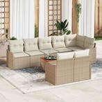 vidaXL Tuinbank Set met kussen 9 pcs Beige poly rattan, Tuin en Terras, Tuinsets en Loungesets, Verzenden, Nieuw
