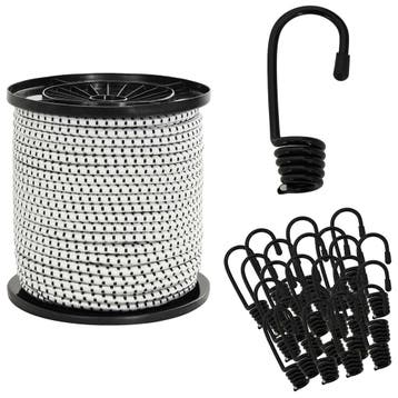 vidaXL Bungee Koorden met Haken 4 mm Zwart en Wit PP en, Verzenden