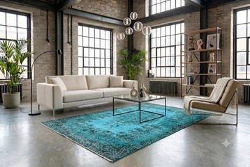 Turkoois vintage - Vloerkleed - 270 cm - 165 cm - met, Huis en Inrichting, Nieuw