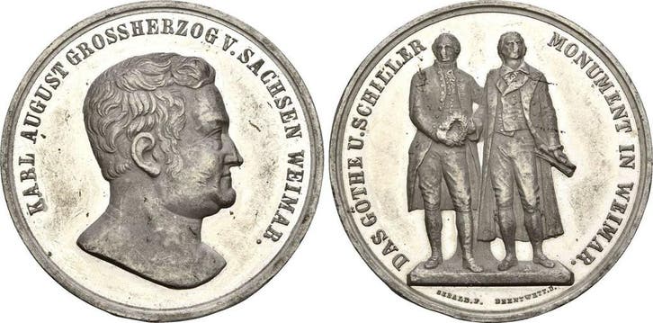 Zinnmedaille o J (1857) Sachsen Weimar Karl Alexander 185..., Timbres & Monnaies, Pièces & Médailles, Envoi