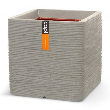 Capi Europe Bloempot vierkant Rib NL 30x30cm Lichtgrijs, Ophalen of Verzenden