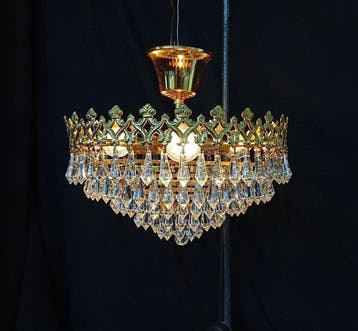 Lustre - Cristal, Bronze - Lustre prismes/pyramides, Antiquités & Art