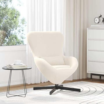vidaXL Eivormige stoel Crème 63 x 73 x 90 cm Stof, Maison & Meubles, Fauteuils, Verzenden