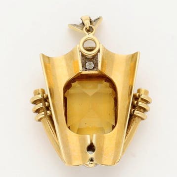 Hanger - 18 karaat Geel goud - Diamant - Citrien