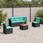 vidaXL 6-delige Loungeset met kussens poly rattan zwart, Verzenden, Loungeset