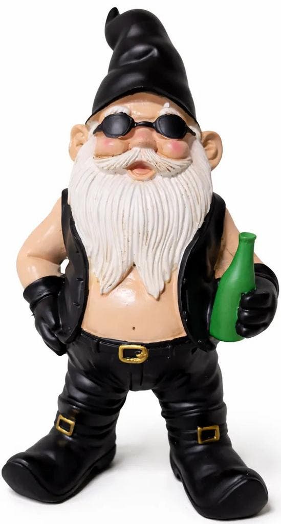 Stoere kabouter met fles - 32 cm, Tuin en Terras, Tuinbeelden, Nieuw, Verzenden