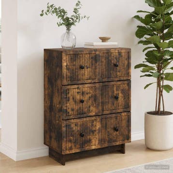 vidaXL Ladekast 66 x 34,5 x 90 cm Bewerkt hout Gerookt eiken, Verzenden