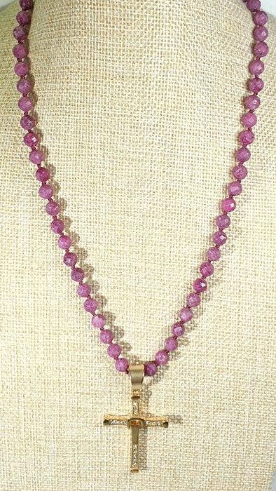 Robijn NATURAL AAAA++ kruis met kubisch zirconia - sluiting, Antiek en Kunst, Antiek | Boeken en Manuscripten