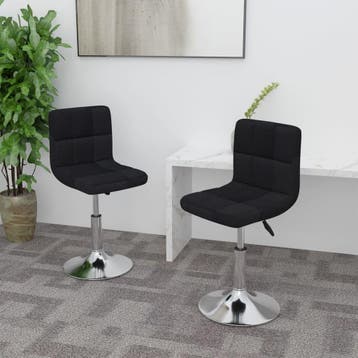 vidaXL Eetkamerstoelen draaibaar 2 st stof zwart, Verzenden, Nieuw