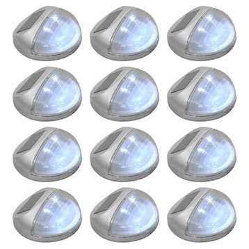 vidaXL LED-wandlampen solar rond zilver 12 st, Tuin en Terras, Verzenden, Nieuw