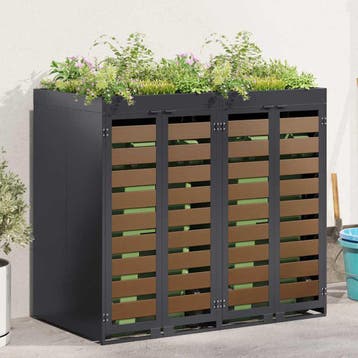 vidaXL Wheelie Bin opslag voor 2 bakken Staal Antraciet, Verzenden