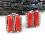 Corail - Argent - Boucles doreilles - Artisanat italien