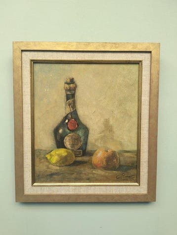 C. Pauwels (XX) - Stilleven met Bénédictine-fles, citroen en, Antiek en Kunst