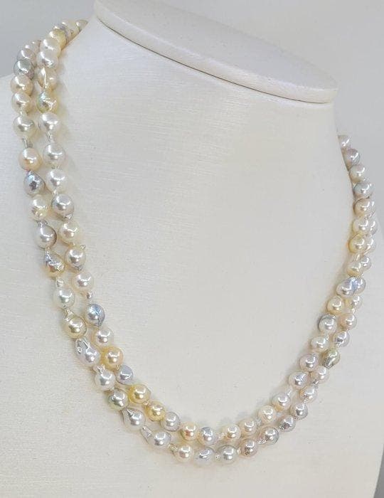 Halsketting Zilver, 5,5x6 mm multikleurige gouden en, Handtassen en Accessoires, Kettingen