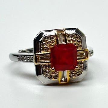 Zonder minimumprijs - Ring 925 Zilver met Natuurlijk Robijn, Nieuw