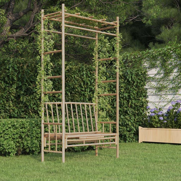 vidaXL Tuinbank met pergola 116 cm bamboe, Tuin en Terras, Tuinsets en Loungesets, Nieuw, Verzenden