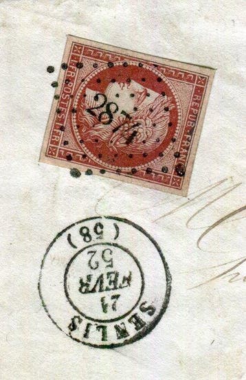 Frankrijk 1852 - Zeldzame brief uit Senlis naar Saignes, Gestempeld