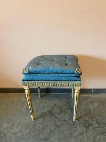 Banc d’entrée - Bois, Velours - Petit repose-pieds en
