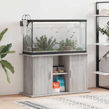 vidaXL Aquariumstandaard 101x41x58 cm bewerkt hout grijs, Verzenden, Nieuw