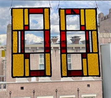 Glas-in-loodraam (2) - 1920-1930, Antiek en Kunst