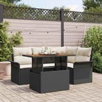 vidaXL Tuinbank Set met opslag 5 pcs Zwart Poly rattan, Verzenden, Nieuw