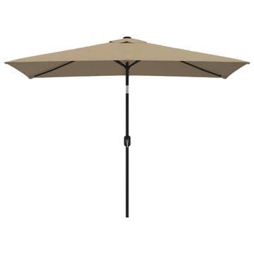 Parasol 300x200 cm taupe - 46% korting. Slimme koop voor..., Tuin en Terras, 2 tot 3 meter, Zo goed als nieuw, Stokparasol, Kantelbaar