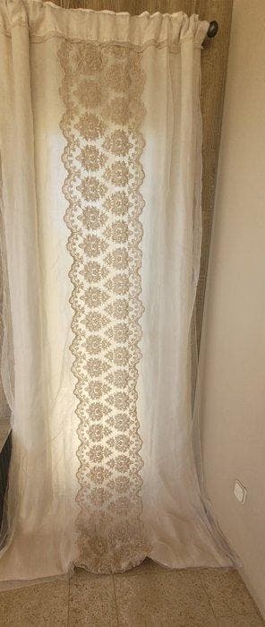 Gordijnstof - 320 cm - 140 cm - linnen en organza