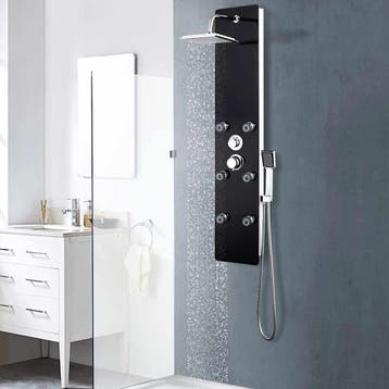 vidaXL Douchepaneel 25x44,6x130 cm glas zwart, Verzenden