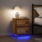 vidaXL Nachtkastjes met led-verlichting 2 st 38x34x50 cm oud, Verzenden, Nieuw