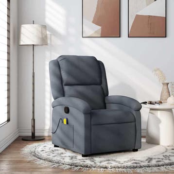 vidaXL Massagestoel in donkergrijs fluweel, Verzenden