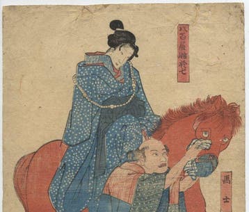 Yaoya Oshichi en het valse paard - 1847 - Papier - Utagawa