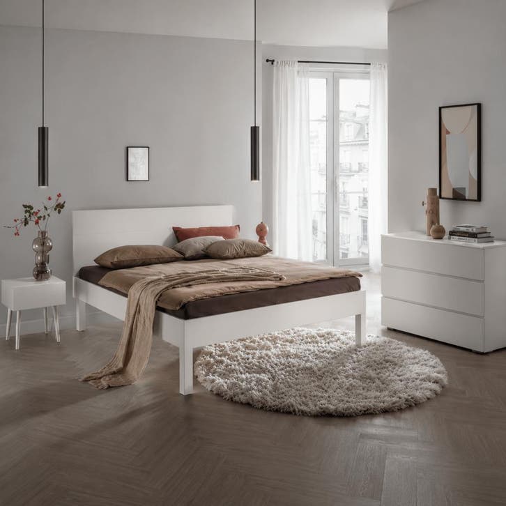 Van Schaik Nordic Wit Houten Bed - 180 x 200, Maison & Meubles, Chambre à coucher | Lits