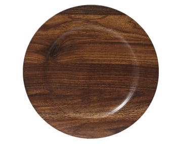 Onderbord bruin Houtlook 33 cm rond kunststof