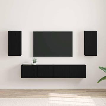 vidaXL TV Wandkast 2 st Zwart Bewerkt hout, Verzenden, Nieuw