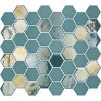 Wand Mozaïek Tegels Factory Hexagon Keramiek Turquoise -..., Ophalen of Verzenden, Wandtegels